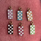 Colorful Checkered Rectangle Gold Charms