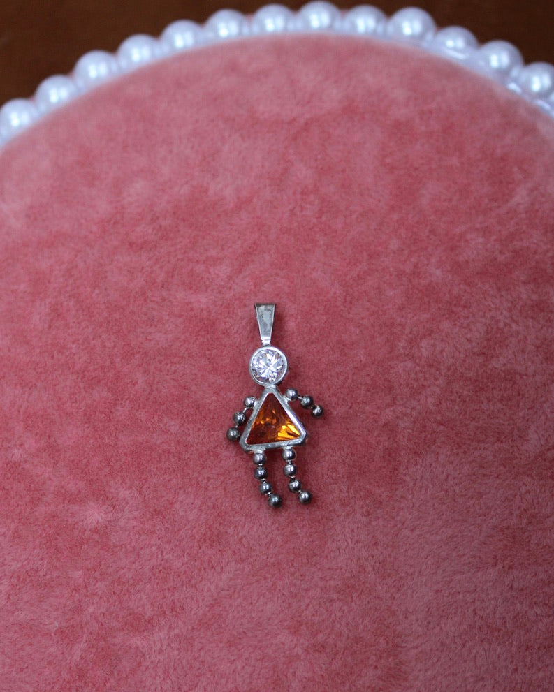 Orange Gem Stick Figure Charm