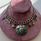 Western Turquoise Silver Vintage Charm Necklace