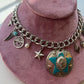 Western Turquoise Silver Vintage Charm Necklace