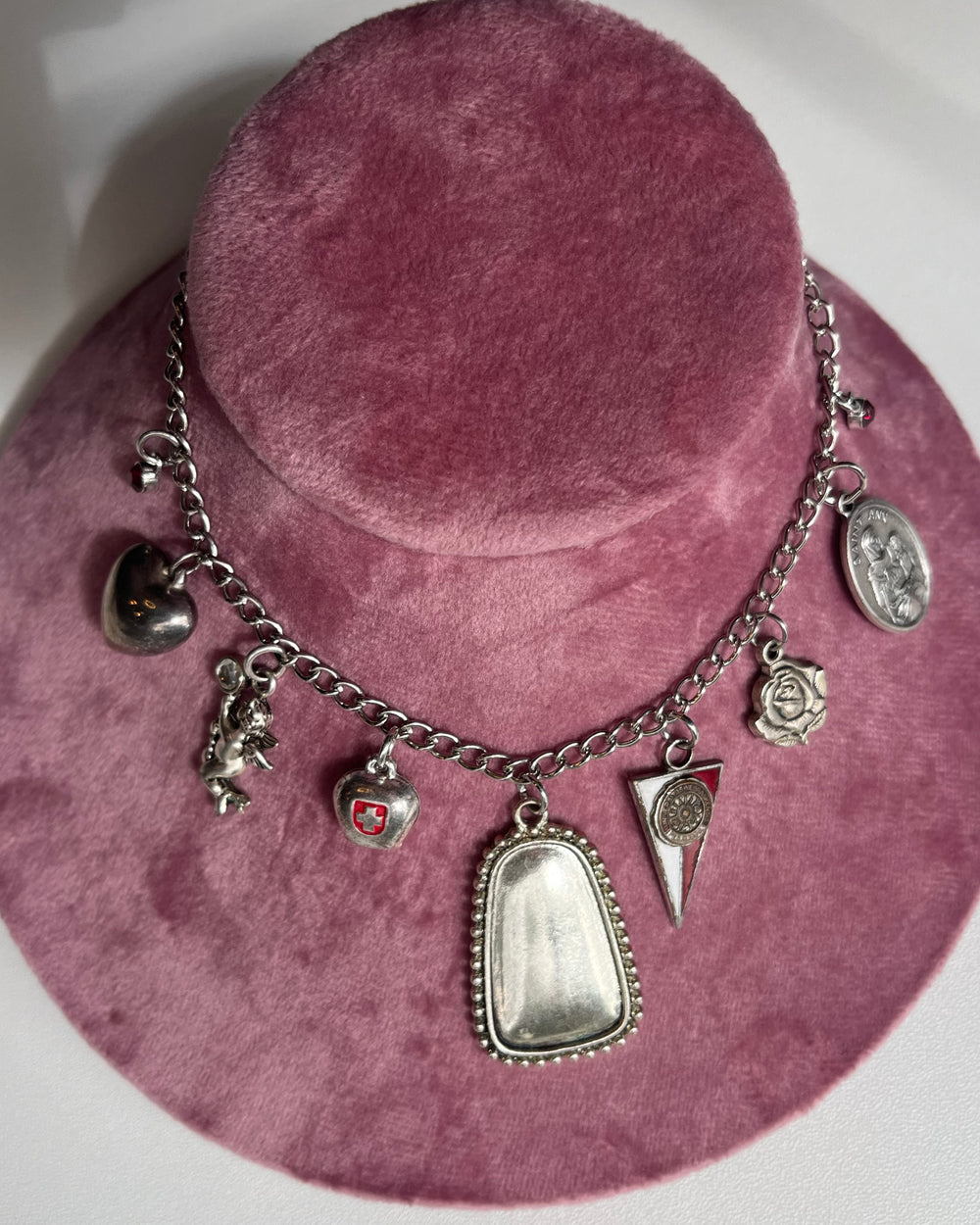 Miss Swiss Vintage Silver Charm Necklace