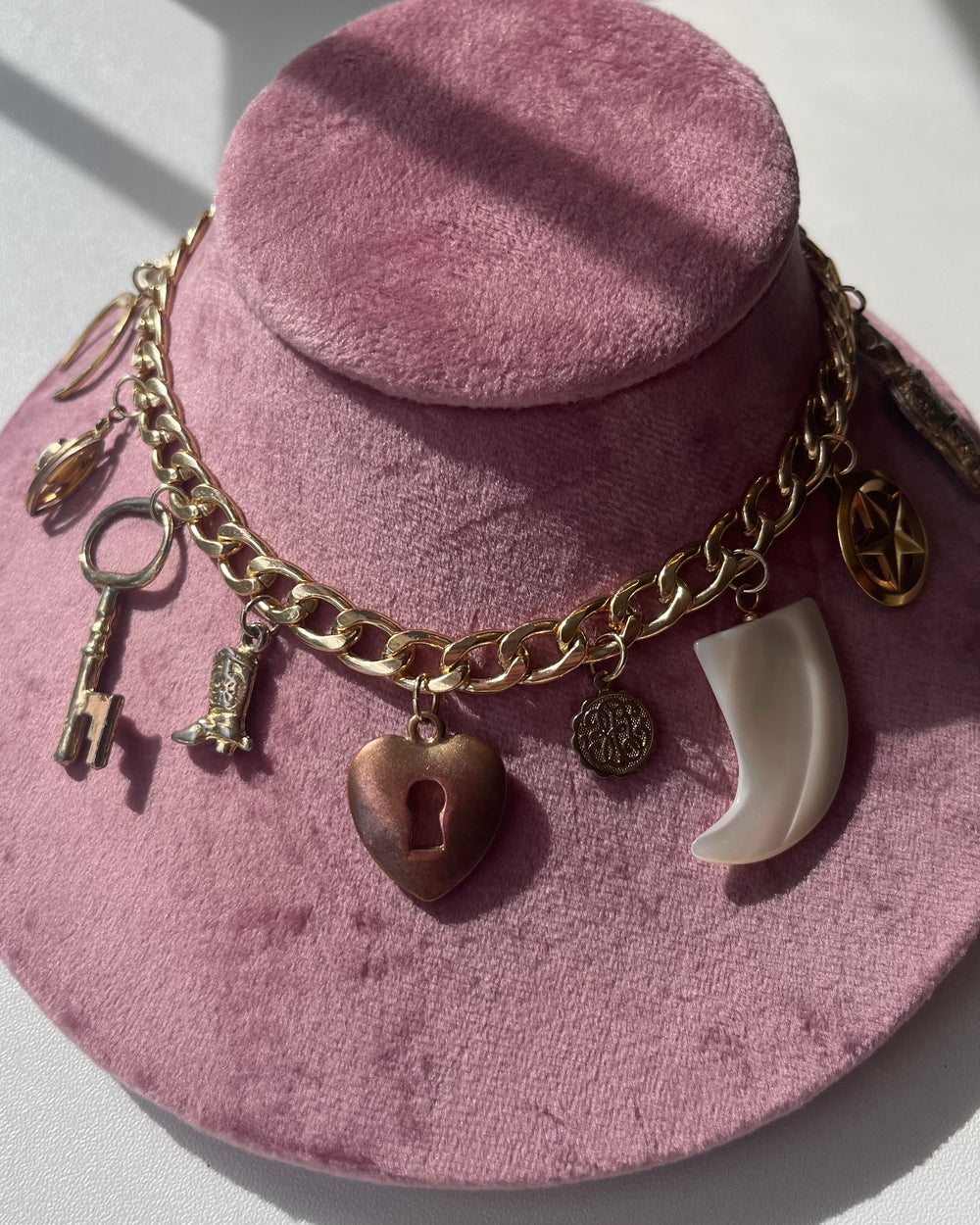 Howdy There Vintage Gold Charm Necklace