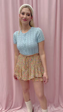 Load and play video in Gallery viewer, ERIN BLUE BUTTON-UP CABLE KNIT TOP
