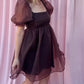 SOPHIE BROWN PUFF SLEEVE BABYDOLL DRESS