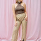 LEXI TAUPE PLEATHER PANTS