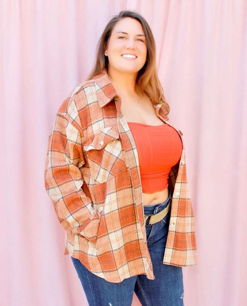 PLUS SIZE PUMPKIN SPICE SHACKET