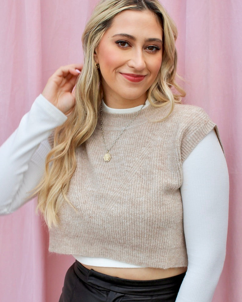 MCKENZIE SLEEVELESS CROPPED SWEATER VEST