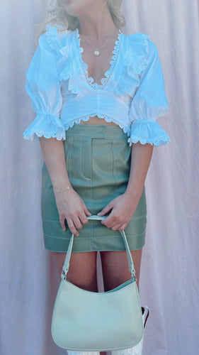 AVERY SAGE PLEATHER SKIRT - The Lovely Sun