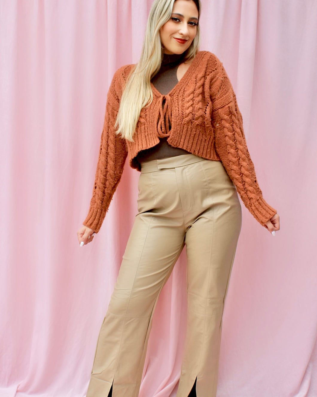 LEXI TAUPE PLEATHER PANTS