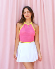 Load image into Gallery viewer, BLOSSOM IN PINK HALTER CROCHET TOP
