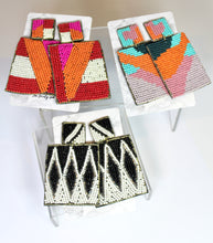 Load image into Gallery viewer, MARQUIS PATTERN SQUARE BEADED EARRINGS - The Lovely Sun
