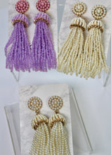 Load image into Gallery viewer, IVORY LUXE BEADED TASSEL EARRINGS - The Lovely Sun
