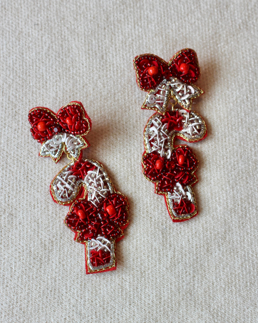 CANDY CANE BEADED EARRINGS