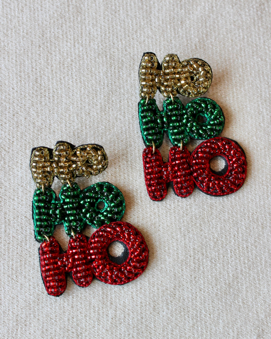 HO HO HO BEADED EARRINGS