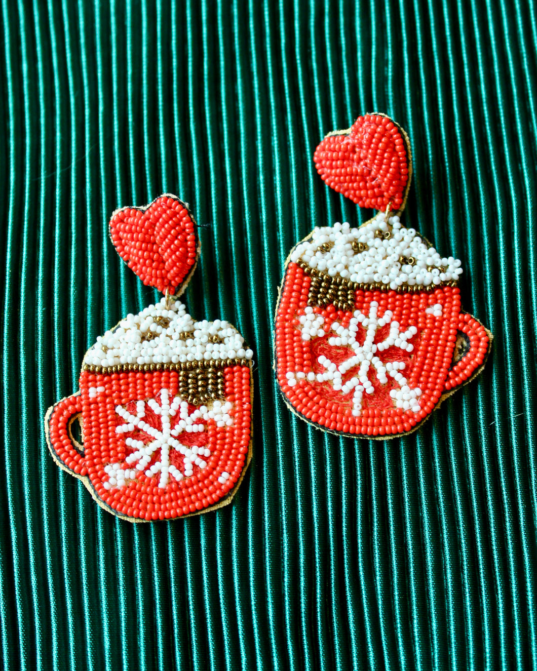 CHRISTMAS HOT CHOCOLATE BEADED EARRINGS